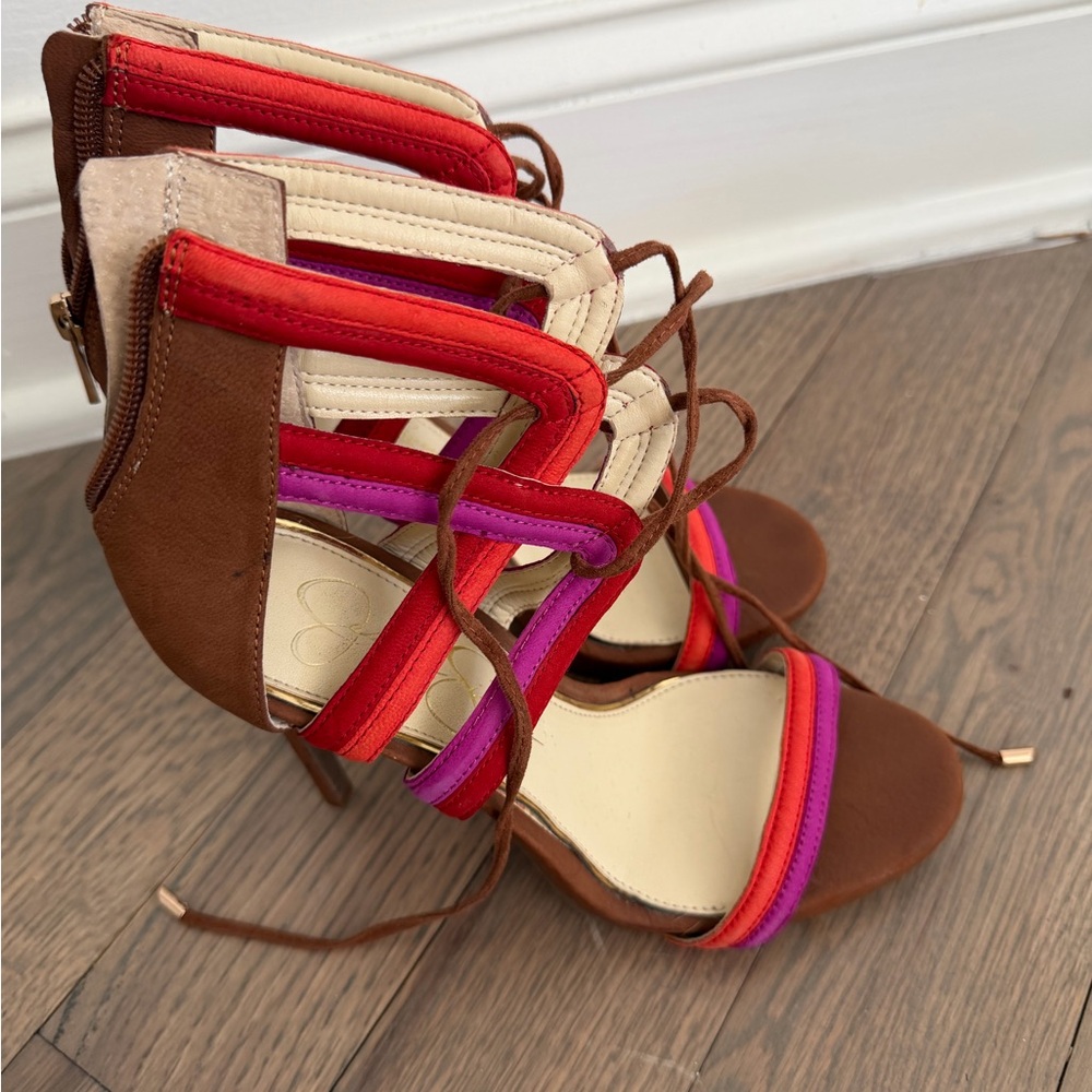 Jessica Simpson Brown and Red Heels - Picture 2 of 3